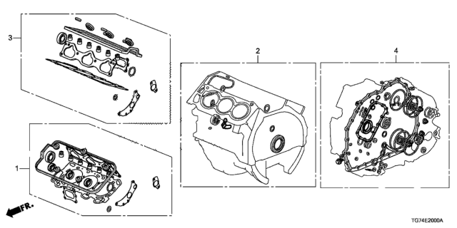 2019 Honda Pilot Gasket Kit, Rear Cylinder Head Diagram for 06120-RLV-000
