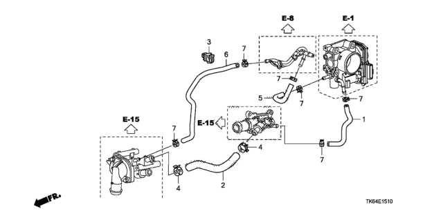 2009 Honda Fit Hose B, Breather Heater Diagram for 19528-RB1-000