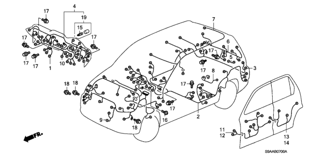 2006 Honda CR-V Wire Harness, Floor Diagram for 32107-S9A-A03