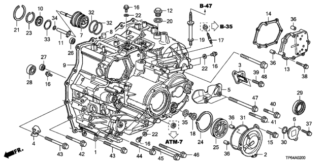 2010 Honda Crosstour Case, Transmission Diagram for 21210-RWE-010
