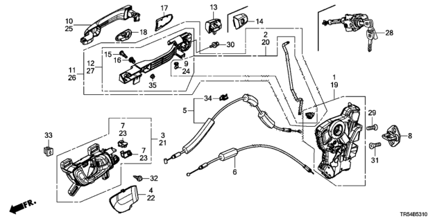 2012 Honda Civic Handle Assembly, Driver Side Inside (Pale Moss Gray) Diagram for 72160-TR3-A01ZA