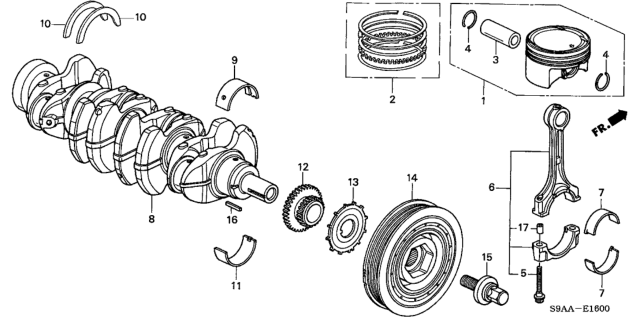 2006 Honda CR-V Bearing C, Connecting Rod (Brown) (Daido) Diagram for 13213-PPL-G01