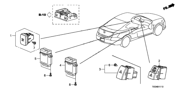 2010 Honda Accord Switch Assembly, Driver Side Heated Seat (Gun Metallic) Diagram for 35650-TA0-A01ZB