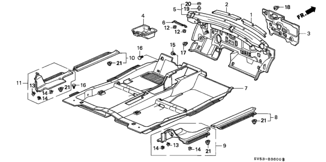 1994 Honda Accord Floor Mat *NH178L* (EXCEL CHARCOAL) Diagram for 83301-SV5-A21ZA