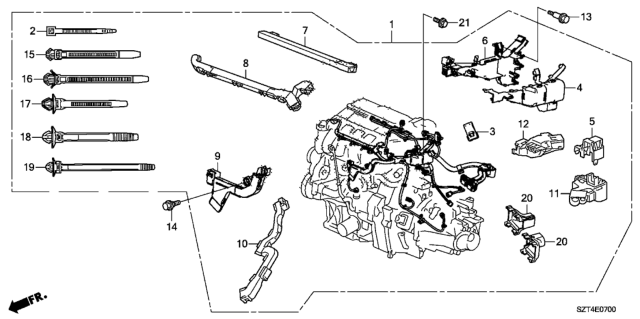 2011 Honda CR-Z Holder G, Engine Harness (Lower) Diagram for 32137-RTW-000