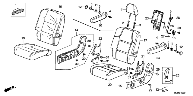 2013 Honda Odyssey Cover, Driver Side Middle Seat Cushion Trim (Truffle) Diagram for 81731-TK8-A01ZB