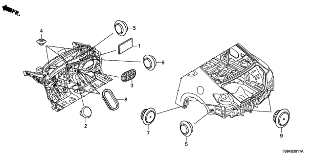 2015 Honda Civic Grommet (Rear) Diagram