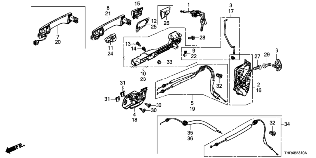 2019 Honda Odyssey Cable Assembly, Left Front Door Latch Diagram for 72174-THR-A01
