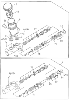 2002 Honda Passport Master Cylinder Assembly, Brake Diagram for 8-97288-161-0