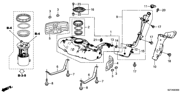 2013 Honda CR-Z Protector, R. Fuel Tank Diagram for 17519-TM8-L00