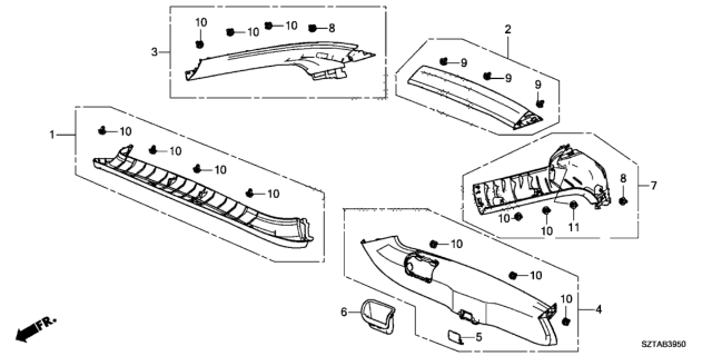 2016 Honda CR-Z Tailgate Lining Diagram