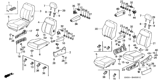 1997 Honda Odyssey Cover, L. Reclining *NH178L* (EXCEL CHARCOAL) Diagram for 81638-SM4-J00ZM