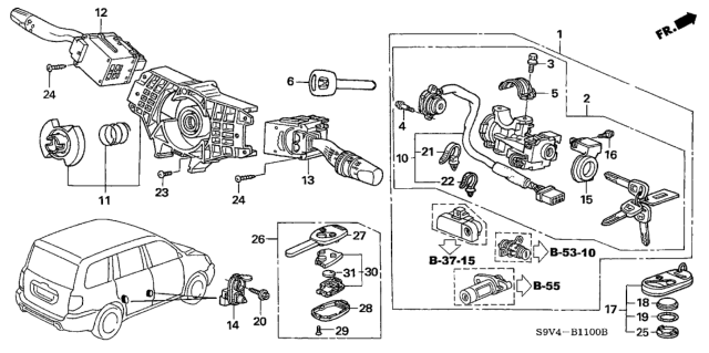 2004 Honda Pilot Cylinder Set *YR203L* Diagram for 06350-S9V-A03ZCNI
