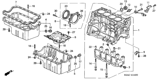 2005 Honda Civic Cylinder Block - Oil Pan Diagram