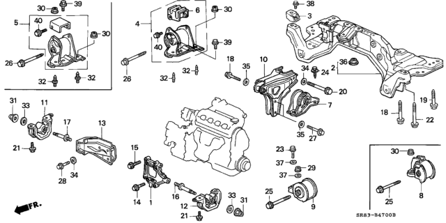 1994 Honda Civic MT Engine Mount Diagram