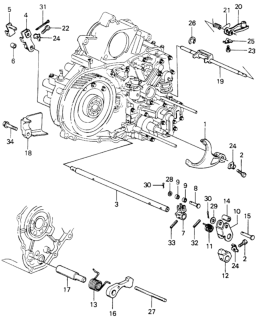 1982 Honda Civic HMT Shift Lever Shaft  - Throttle Shaft Diagram