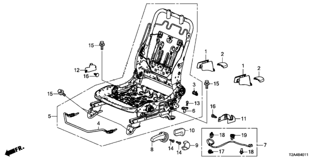 2013 Honda Accord Front Seat Components (Driver Side) (Manual Height) (Tachi-S) Diagram