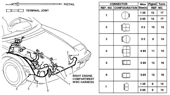 1990 Honda Prelude Joint, Terminal Diagram for 07JAZ-001090A