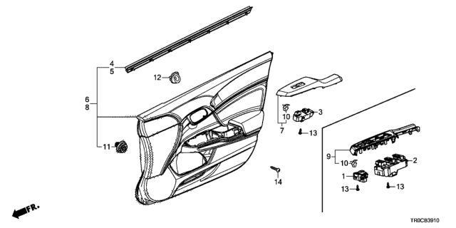 2014 Honda Civic Lining Assy., R. FR. Door (Typee) Diagram for 83500-TR7-A12ZB