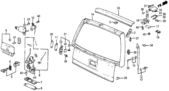 1984 Honda Civic Stay Set, L. Tailgate Open Diagram for 85030-SB6-010