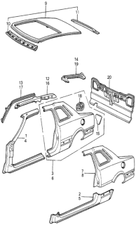 1982 Honda Prelude Flange, L. Roof Drip Diagram for 70456-692-300ZZ