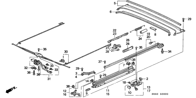 1994 Honda Civic Cable Assembly, Sunroof Diagram for 70400-SR3-003