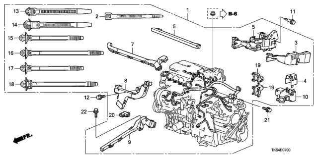 2010 Honda Fit Holder G, Engine Wire Harness (Upper) Diagram for 32127-RB0-000