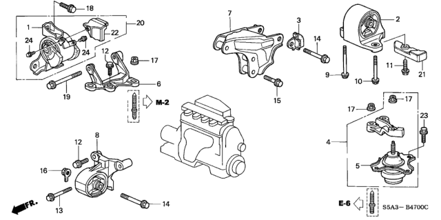 2002 Honda Civic Rubber Assy., Engine Side Mounting Diagram for 50820-S5A-A08