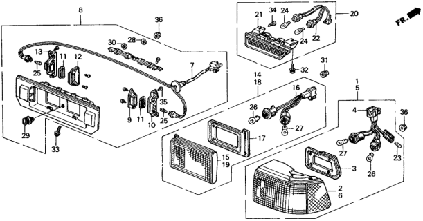 1988 Honda Civic Lens, R. Diagram for 34102-SH5-A01