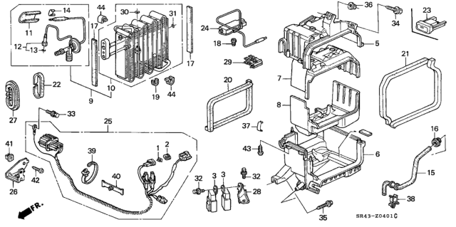1994 Honda Civic Wire Harness, Air Conditioner Diagram for 80460-SR3-A02