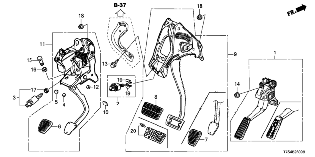 2019 Honda HR-V Pedal Assy Brake Diagram for 46600-T7W-A51