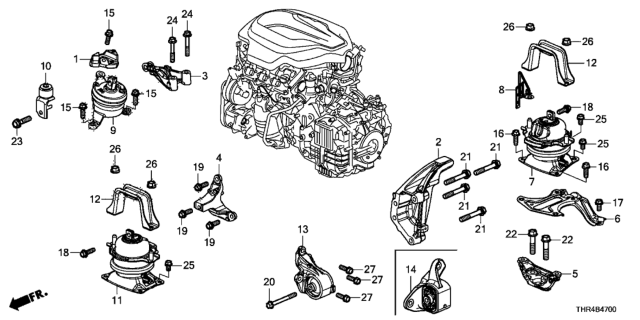 2021 Honda Odyssey Rubber Assembly, Front Engine Mounting (Acm) Diagram for 50830-THR-A02