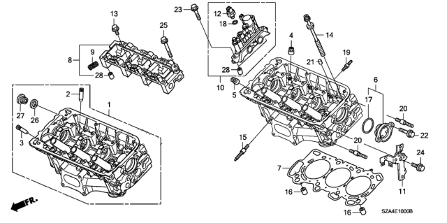 2012 Honda Pilot Cylinder Head Assembly, Front Diagram for 12100-RN0-305