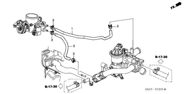 2002 Honda Civic Hose, Rotary Air Control Valvein. Diagram for 19506-PLC-010