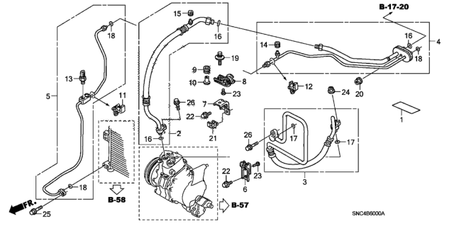 2009 Honda Civic Pipe Assembly, Air Conditioner Diagram for 80320-SNC-A01