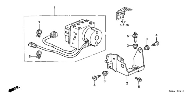 1999 Honda Civic Modulator Assembly, Abs Diagram for 57110-S04-J21