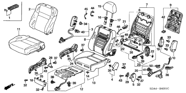 2005 Honda Accord Cover Set, Passenger Side Trim (Gray) (Side Airbag) (Ts Tech) Diagram for 04811-SDA-A30ZB