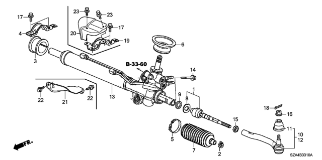 2014 Honda Pilot End Set, Rack Diagram for 53010-SZA-A01