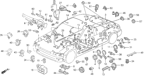 1993 Honda Accord Wire Harness, Instrument Diagram for 32117-SM4-A70
