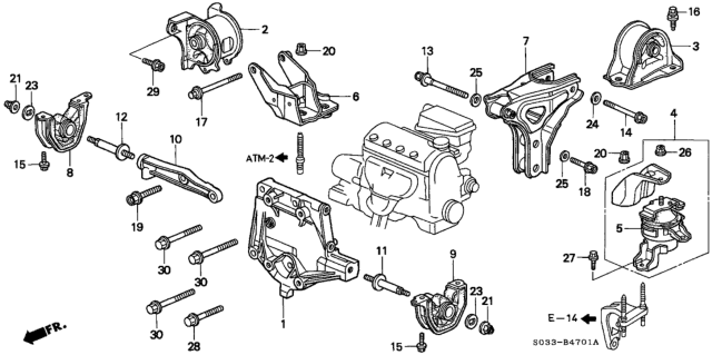 1997 Honda Civic AT Engine Mount Diagram