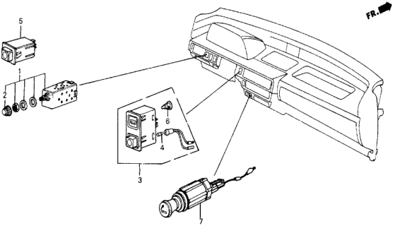 1987 Honda Civic Lighter Assembly, Cigarette Diagram for 39600-SB3-003