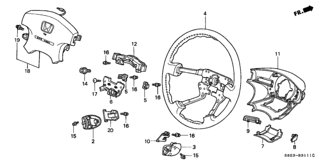 2001 Honda Accord Wheel, Steering (Graphite Black) (Leather) Diagram for 78501-S0K-A82ZB