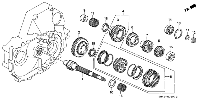 1991 Honda Accord Gear, Countershaft Second Diagram for 23431-PX5-J40
