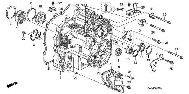 2007 Honda CR-V AT Transmission Case Diagram
