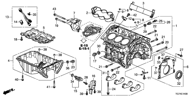 2016 Honda Pilot Kit, Oil Pan Diagram for 06112-5J6-A10