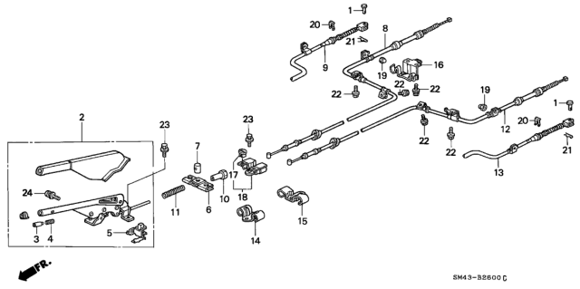 1991 Honda Accord Lever Assy., Parking Brake *Y18L* (SILKY IVORY) Diagram for 47105-SM4-020ZF