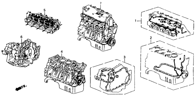1993 Honda Civic Gasket Kit B, Cylinder Block Diagram for 06111-P08-000
