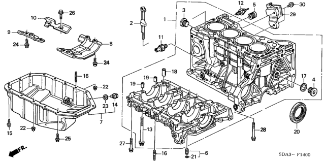 2004 Honda Accord Block Assy., Cylinder (DOT) Diagram for 11000-RAA-811