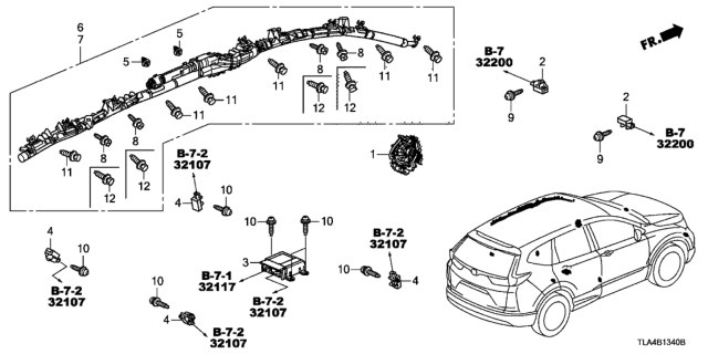 2017 Honda CR-V Reel Assembly, Cable Diagram for 77900-TLA-B11