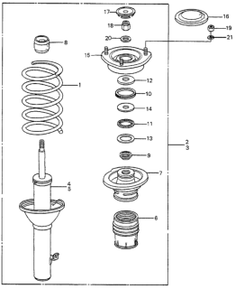 1982 Honda Accord Shock Absorber Assembly, Left Front Diagram for 51602-SA5-013